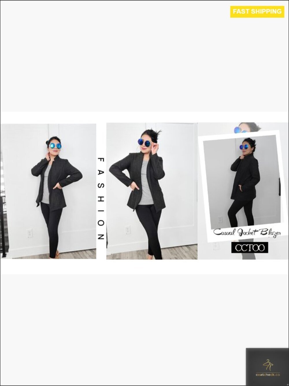 Women's Open Front Blazer Long Sleeve Notch Collar Work Office Jacket Business - Picture 6 of 7
